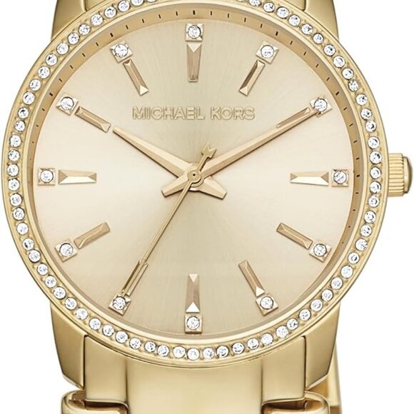 Michael Kors Stainless Steel Chain-Link Bracelet and Pavé Crystal Watch for Wome